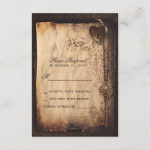 Herzschloss & Schlüssel Vintage-Hochzeits-RSVP-Kar