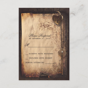 Herzschloss & wichtige Vintage Hochzeit RSVP Karte