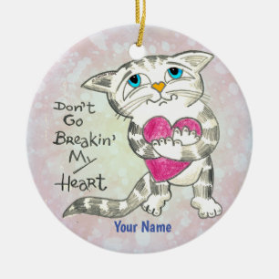 Herzschmerz Katze Keramik Ornament