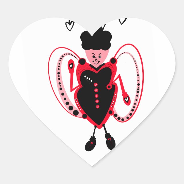 Herzschmetterling Herz-Aufkleber (Vorderseite)