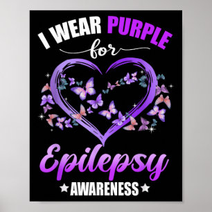 Herzschmetterling Ich trage Lila für Epilepsie Awa Poster
