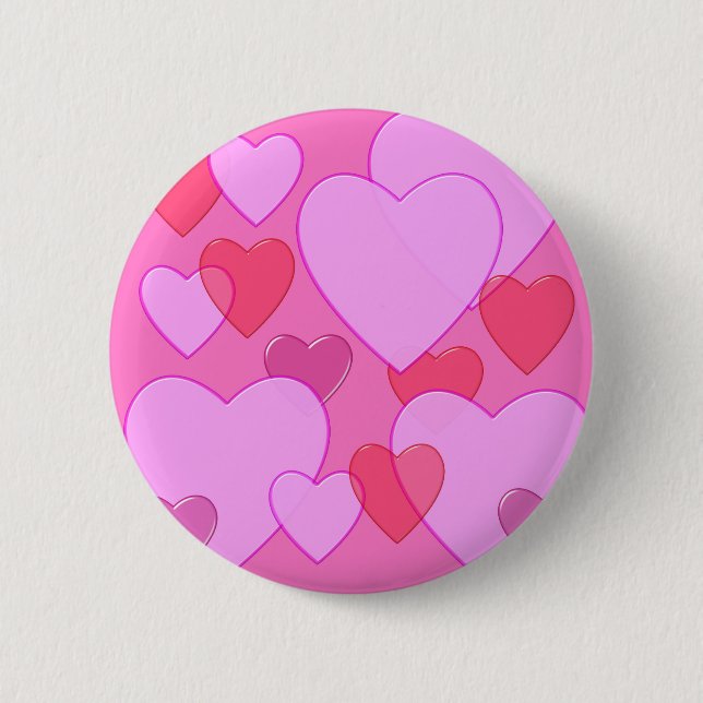 Herzschnupfen Valentine Hintergrund rosa Button (Vorderseite)