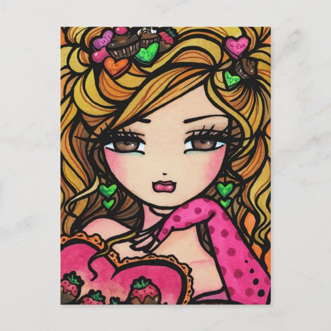 Herzschokolade Candy Mermaid Fantasy Girl del Malc Postkarte (Vorderseite)