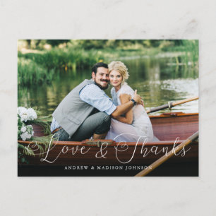 Herzschrift Liebe und Dank Hochzeitsdankeschön Postkarte