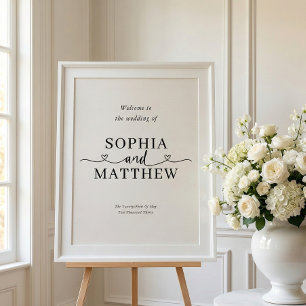 Herzschrift Minimalistische Hochzeitsbegrüßungstaf Poster
