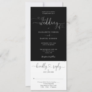 Herzschrift Schwarzweiß All-in-One Hochzeit Einladung