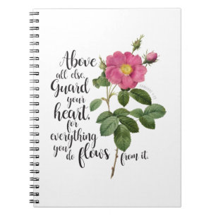 Herzschutz - Vintage Rose, Sprichwörter 4:23 Notizblock