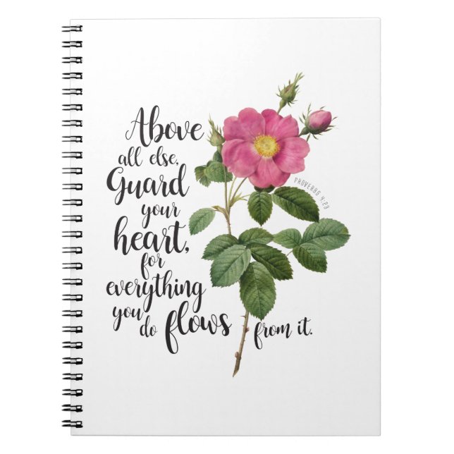 Herzschutz - Vintage Rose, Sprichwörter 4:23 Notizblock (Vorderseite)