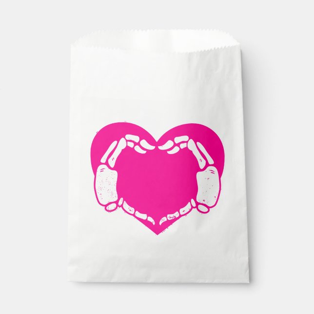 Herzskelett Hände Gothic Valentinrosa Geschenktütchen (Vorderseite)