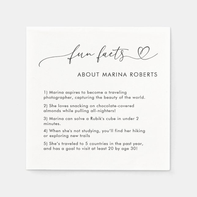 Herzskript Foto Graduate Abschluss Fun Fakten Serviette (Vorderseite)