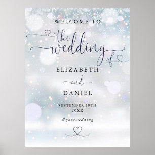 Herzskript WinterWedding Willkommenszeichen Poster