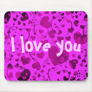 HERZsmuster ART 6 + Ihr Text rosa Mousepad