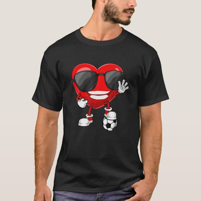 Herzsoccer Lover Valentinstag Kinder Jungen Männer T-Shirt (Vorderseite)