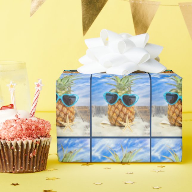 Herzsonne auf Ananas Geschenkpapier (Geburtstagsparty)