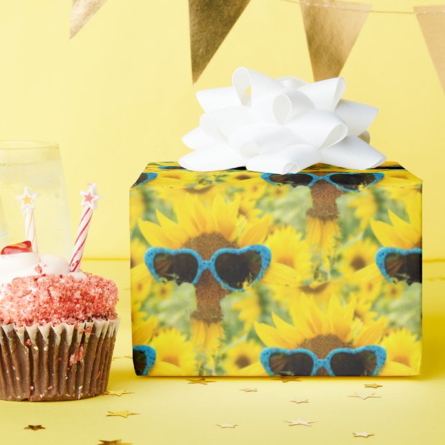 Herzsonne auf Sonnenblume Geschenkpapier (Geburtstagsparty)