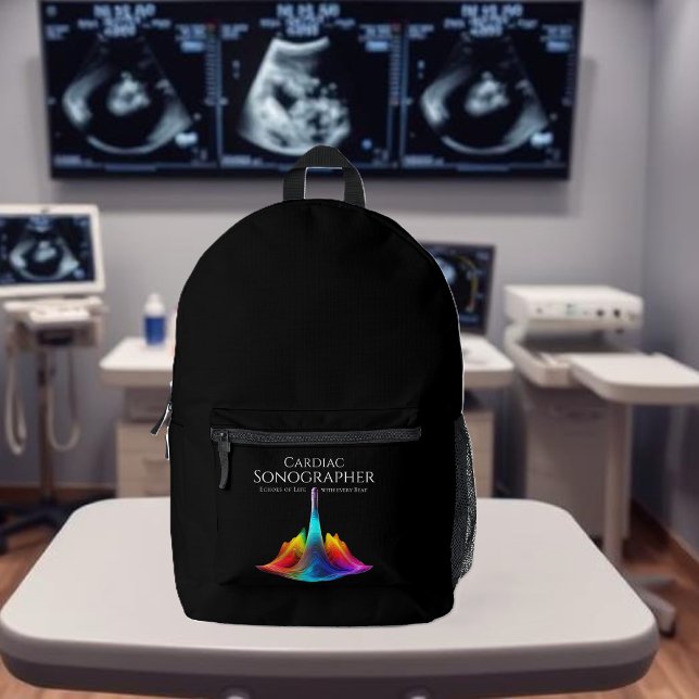 Herzsonographin - farbenfrohe Ultraschallwellen Bedruckter Rucksack (Cardiac Sonographer-Colorful Ultrasound Waves Printed Backpack)