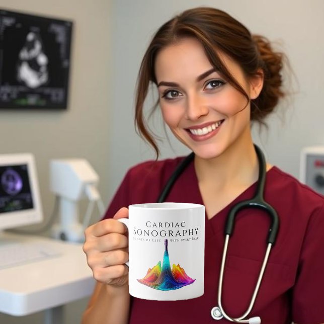 Herzsonographin - farbenfrohe Ultraschallwellen Jumbo-Tasse (Cardiac Sonographer-Colorful Ultrasound Waves Giant Coffee Mug)