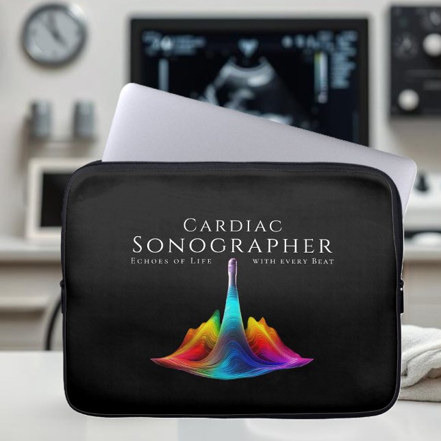 Herzsonographin - farbenfrohe Ultraschallwellen Laptopschutzhülle (Cardiac Sonographer-Colorful Ultrasound Waves Laptop Sleeve)