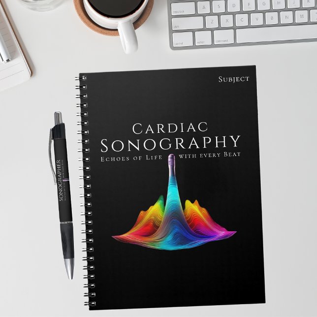 Herzsonographin - farbenfrohe Ultraschallwellen Notizblock (Cardiac Sonographer-Colorful Ultrasound Waves Notebook)