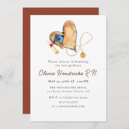 HerzStethoskop Pflege Abschluss Einladung