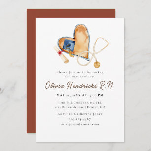 HerzStethoskop Pflege Abschluss Einladung