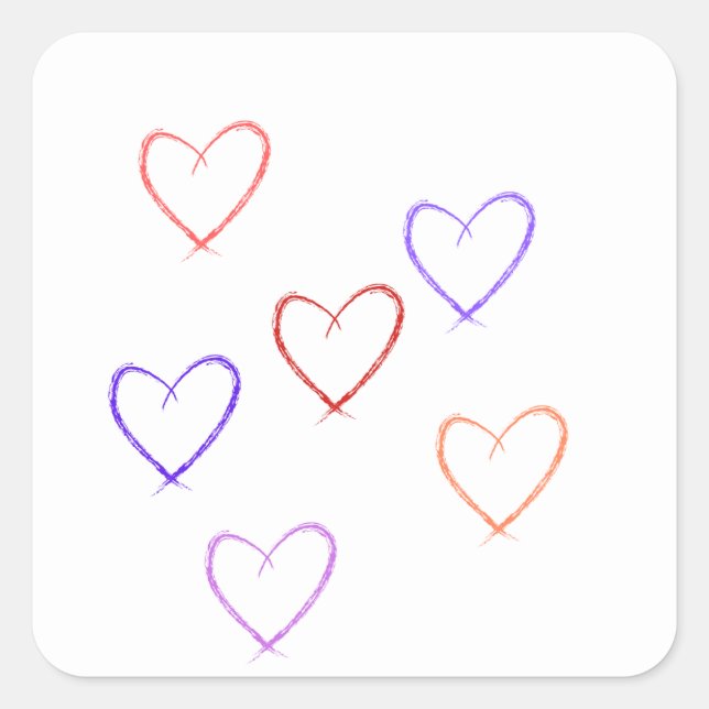 Herzsticker Quadratischer Aufkleber (Vorderseite)