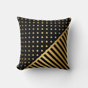HERZSTRIPE GOLD BLACK CUSHION KISSEN