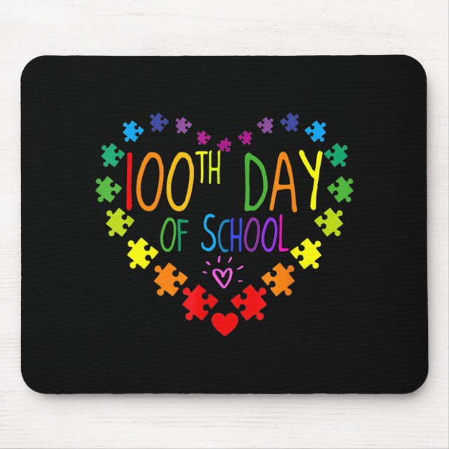 Herzstück 100. Schullehrer Autismus Bewusstsein Mousepad (Vorne)