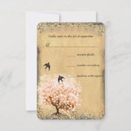 Herzstück Leaf Coral Tree Love Bird Wedding RSVP