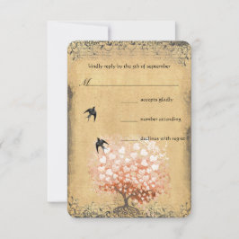 Herzstück Leaf Coral Tree Love Bird Wedding RSVP