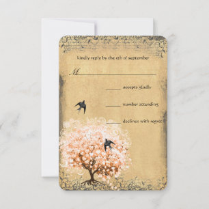 Herzstück Leaf Coral Tree Love Bird Wedding RSVP