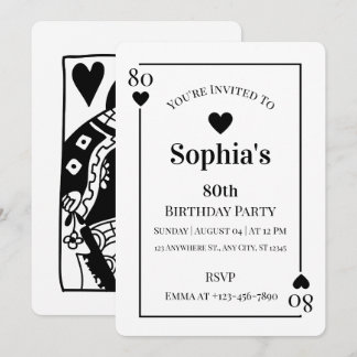 Herzstück Spielkarte 80. Geburtstagsparty Einladun Einladung