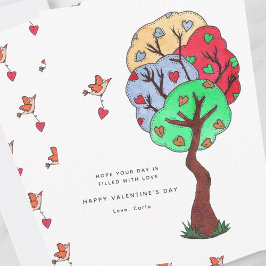 Herzstück Tree Illustriert Valentine Feiertagskarte
