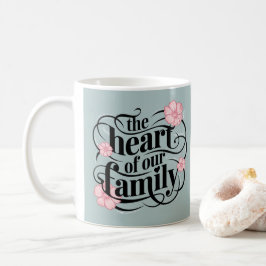 Herzstück unserer Familie Pastel Grau Pink Blume Kaffeetasse