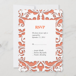 Herzstück von HeartyParty Coral und White Damask Einladung