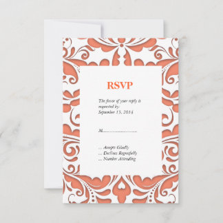 Herzstück von HeartyParty Coral und White Damask Einladung