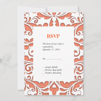 Herzstück von HeartyParty Coral und White Damask Einladung