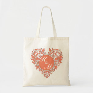 Herzstück von HeartyParty Coral und White Damask Tragetasche