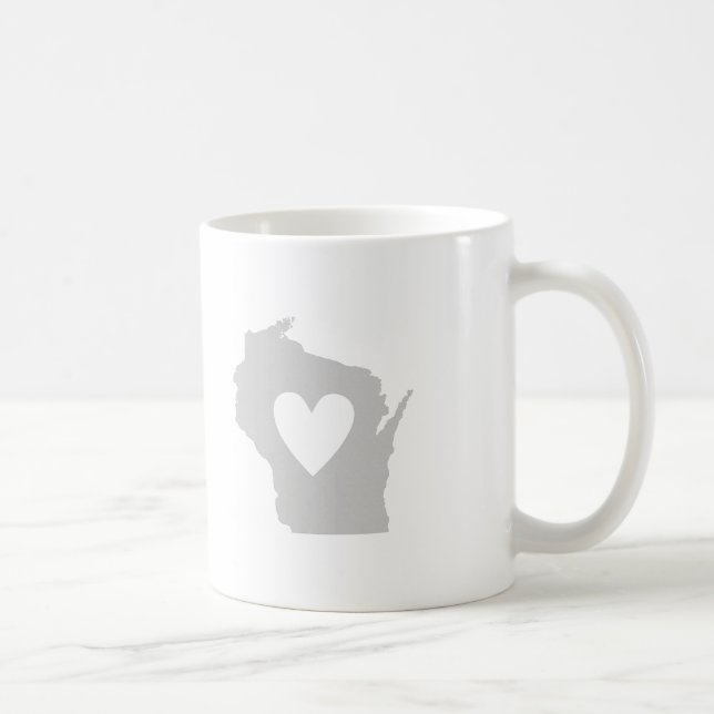 Herzstück Wisconsin Staat Silhouette Kaffeetasse (Rechts)