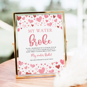 Herzt Valentine Baby Dusche Mein Wasser Broke Schi Poster
