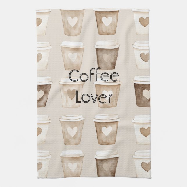 Herztassen für Creme-Kaffee Geschirrtuch (Vertikal)