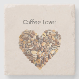 Herztassen für Creme-Kaffee Steinuntersetzer