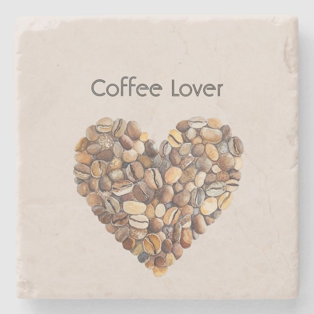 Herztassen für Creme-Kaffee Steinuntersetzer (Vorderseite)