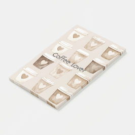 Herztassen für Kaffee mit Creme Post-it Klebezettel