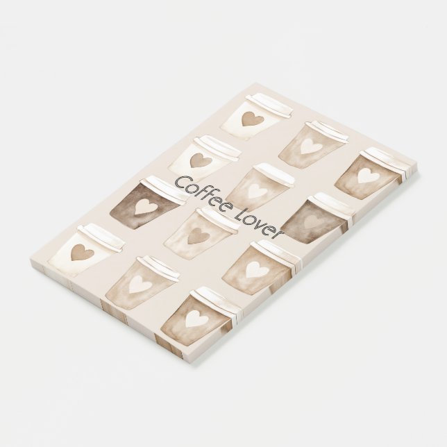 Herztassen für Kaffee mit Creme Post-it Klebezettel (angewinkelt)