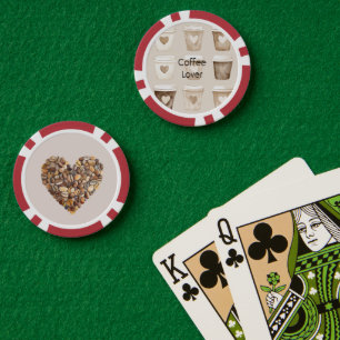 Herztassen für Kaffee mit Sahne Pokerchips