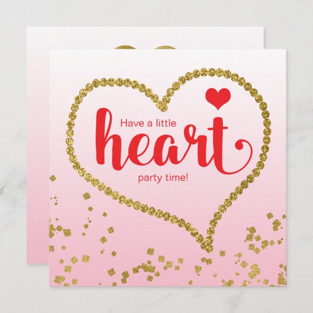 Herzthema Family Wiedersehen Geburtstagsparty Einladung (Vorne/Hinten)