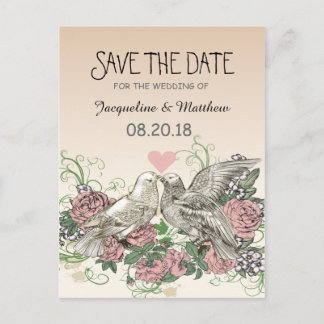 Herztoves Rose Rosa Romance - Save the Date Ankündigungspostkarte