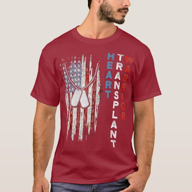 Herztransplantation Empfängerherz Flag US-Operatio T-Shirt (Vorderseite)