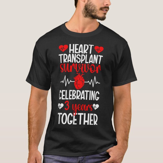 Herztransplantatübersiedlung 3. Geburtstag Herzras T-Shirt (Vorderseite)